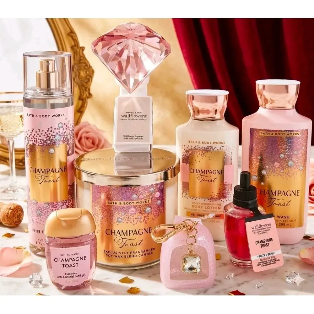 BATH  AND  BODY  WORKS  CHAMPAGNE TOAST TOTE BAG 9-PC GIFT BOX RARE NEW!